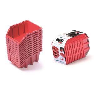 PlasticFuture Sada úložných boxů BINEER LONG 12 ks 19x7,7x12 cm červené