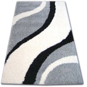 3kraft Kusový koberec SHAGGY ZENA SAM šedý / bílý