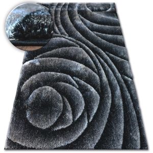 3kraft Kusový koberec Shaggy SPACE 3D ROSS tmavošedý / černý