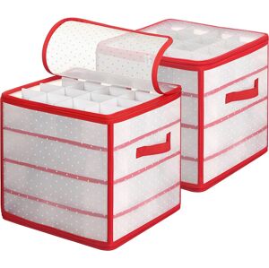SONGMICS Úložný box na vánoční ozdoby 34,5x34 cm bílo-červený - 2 kusy