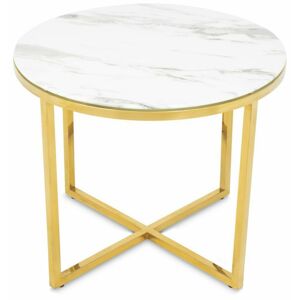 DekorStyle Konferenční stolek VERTIGO 60 cm bílý/zlatý