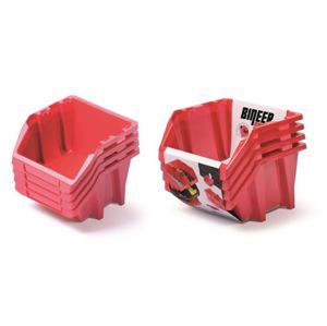 PlasticFuture Sada úložných boxů BINEER SHORT 4 ks 27,2x23,8x23,6 cm červené