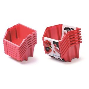 PlasticFuture Sada úložných boxů BINEER SHORT 6 ks 21,4x19,8x23,8 cm červené                                    