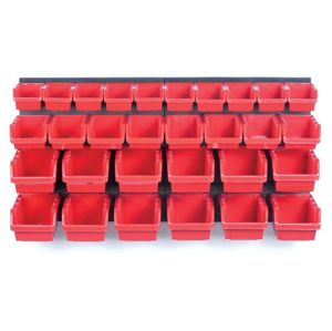 Prosperplast Závěsný organizér s 30 boxy ORDERLINE 80x16,5x40 cm černo-červený
