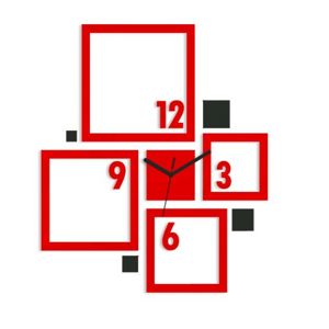 Mazur 3D nalepovací hodiny Quadrat červeno-černé