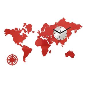 Mazur 3D nalepovací hodiny Mapa světa červená