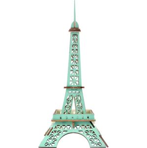 Woodcraft construction kit Dřevěné 3D puzzle Eiffelova věž tyrkysová