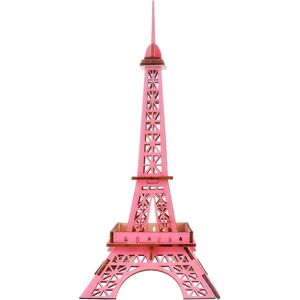 Woodcraft construction kit Dřevěné 3D puzzle Eiffelova věž růžová