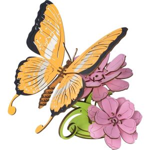 Woodcraft construction kit Dřevěné 3D puzzle Motýl na květech barevné