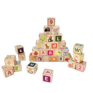 Dřevěné edukační kostky Litera EcoToys 32 kusů