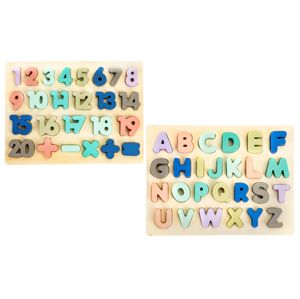 Dřevěná abeceda s čísly Ecotoys hnědá