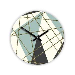 Mazur Nástěnné hodiny Geometric modro-bílé