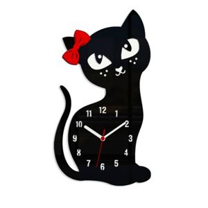 Mazur Nástěnné hodiny Cat černé
