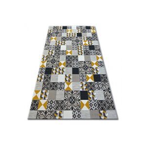 3kraft Kusový koberec LISBOA 27218/255 čtverce žlutý portugal, velikost 80x150
