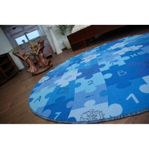 3kraft Dětský kulatý koberec PUZZLE modrý, velikost koło 133