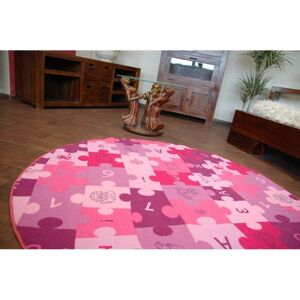 3kraft Dětský kulatý koberec PUZZLE fialový, velikost kruh průměr 150