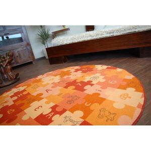 3kraft Dětský kulatý koberec PUZZLE oranžový, velikost kruh průměr 100