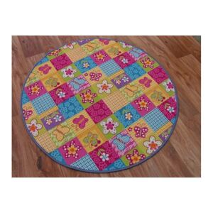 Dywany Lusczow Dětský kulatý koberec Butterfly & Flowers barevný, velikost kruh 100
