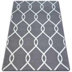 3kraft Kusový koberec SKETCH MARK šedý / bílý trellis, velikost 180x270